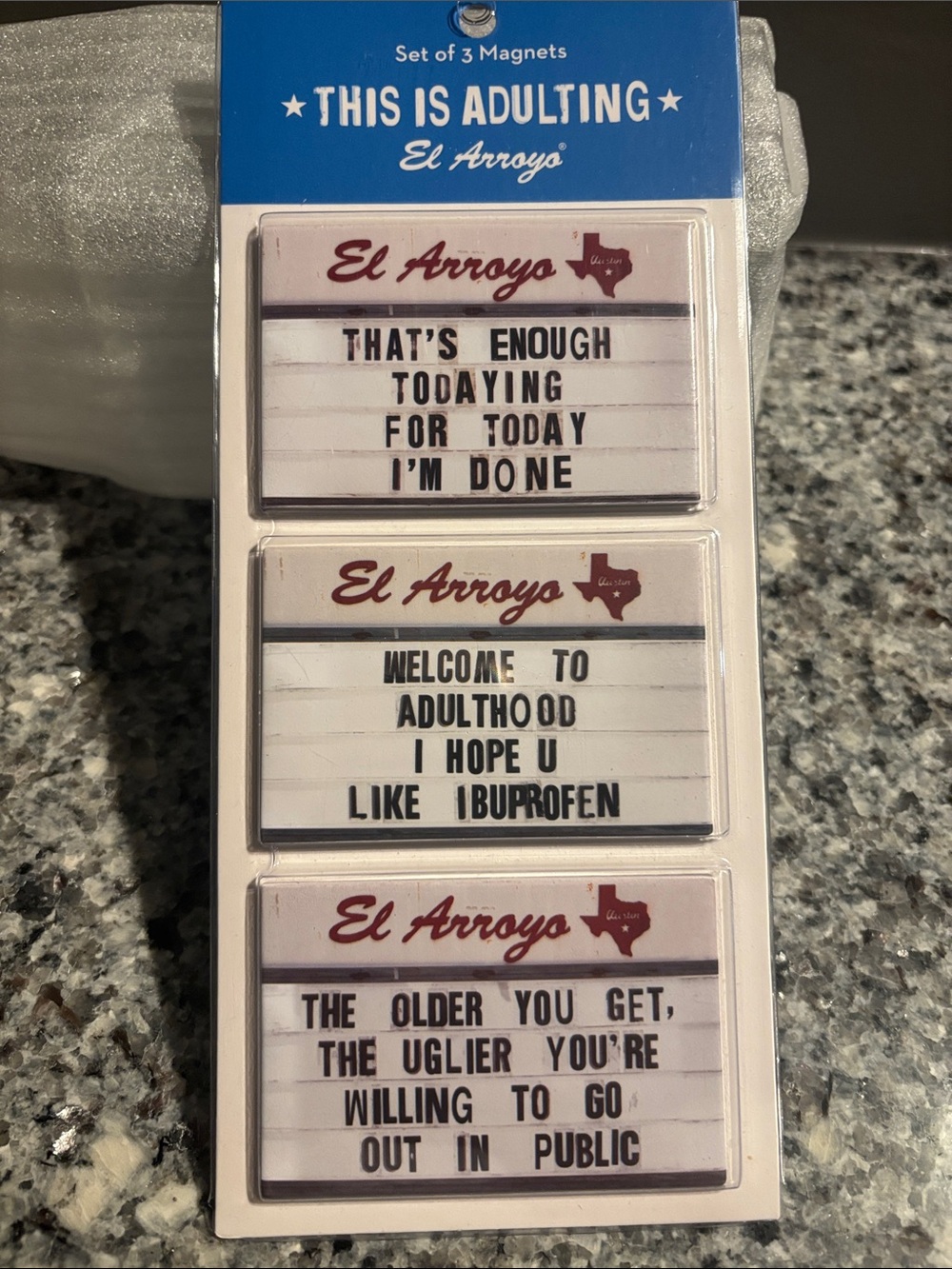 El Arroyo Set of 3 Funny Quote Magnets - This Is Adulting